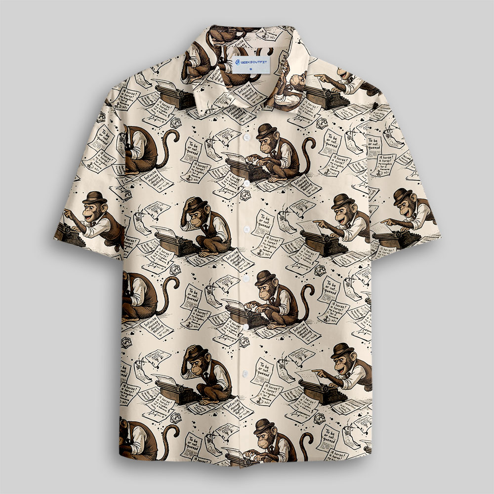Monkey Manuscript Button Up Pocket Shirt