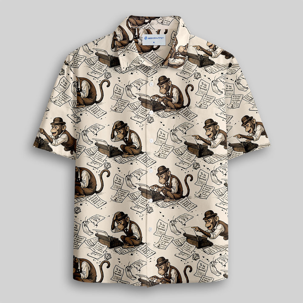 Geeksoutfit Monkey Manuscript Button Up Pocket Shirt for Sale