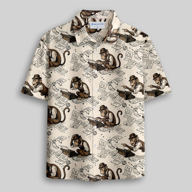 Monkey Manuscript Button Up Pocket Shirt