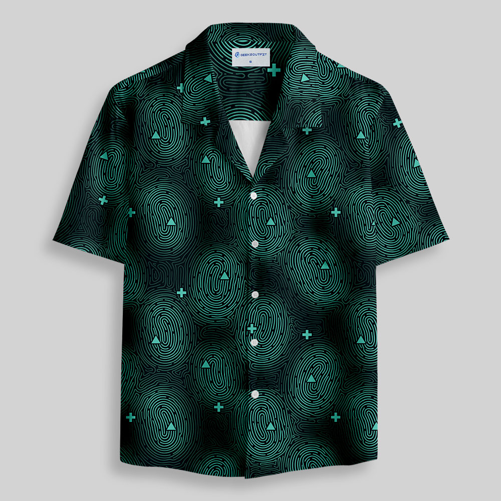 Fingerprint Contours Button Up Pocket Shirt