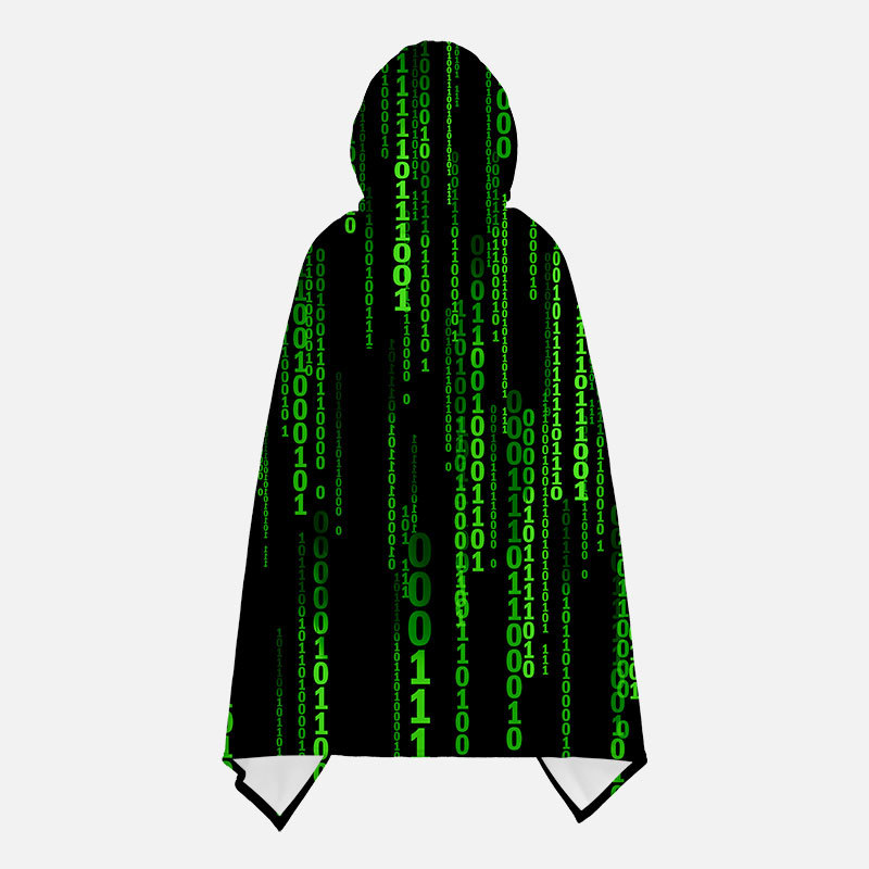 Follow the White Rabbit Black Green Design Art Flannel Cloak