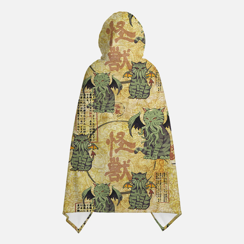 Cat Cthulhu Ukiyo-e Flannel Cloak