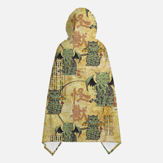 Cat Cthulhu Ukiyo-e Flannel Cloak