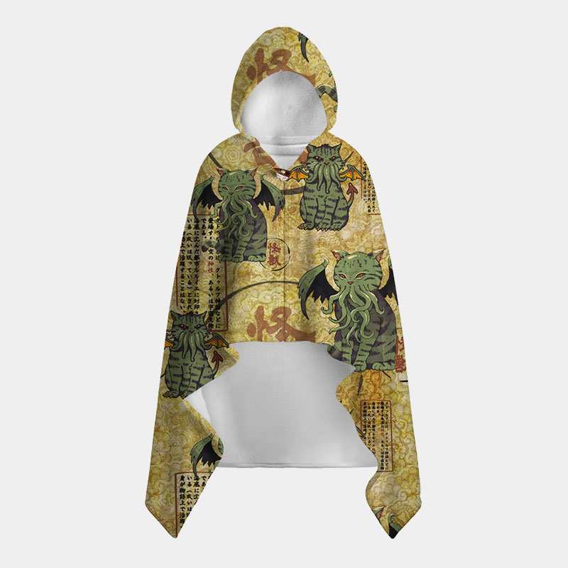 Cat Cthulhu Ukiyo-e Flannel Cloak
