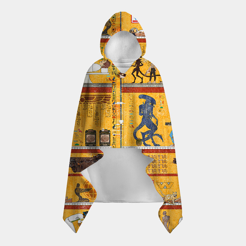Alien Ancient Egyptian Murals Flannel Cloak