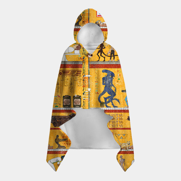 Alien Ancient Egyptian Murals Flannel Cloak