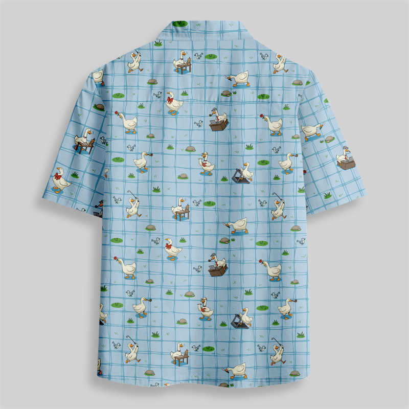 Blue Checkered Goose Button Up Pocket Shirt
