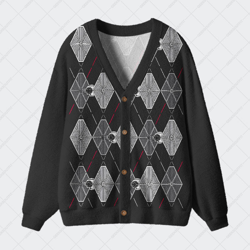 Tie Spaceship Geek Ugly Cardigan Sweaters 