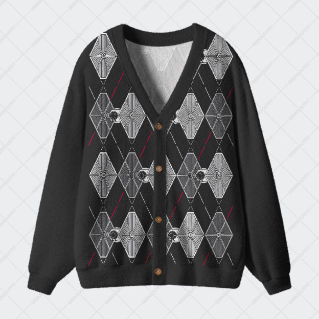 Tie Spaceship Geek Ugly Cardigan Sweaters 