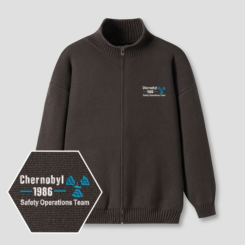 Geeksoutfit Chernobyl 1986 Embroidered Full‑Zip Cardigan for Sale