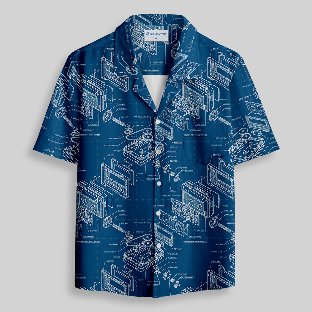 Cassette Blueprint Button Up Pocket Shirt