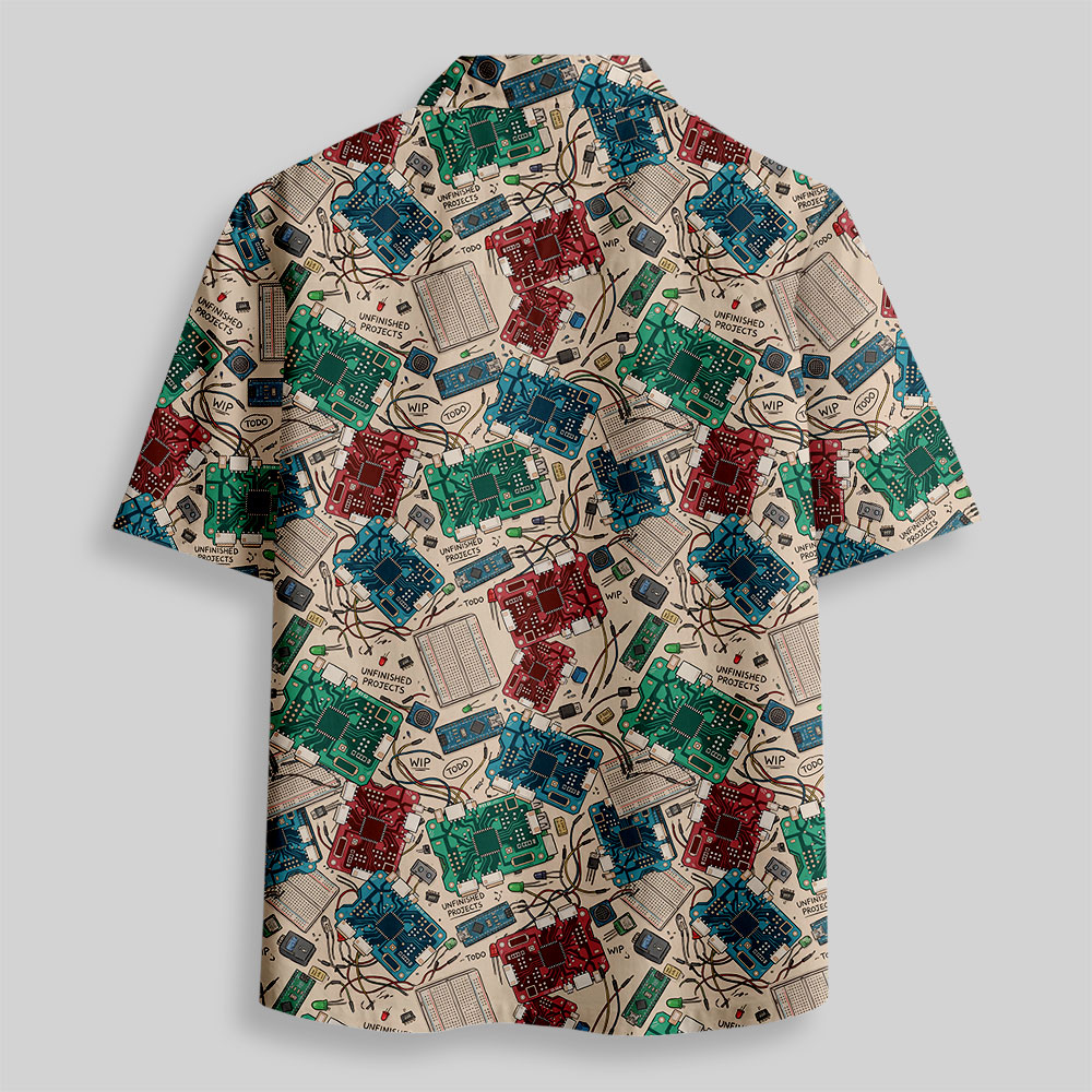 Tech Collage Button Up Pocket Shirt