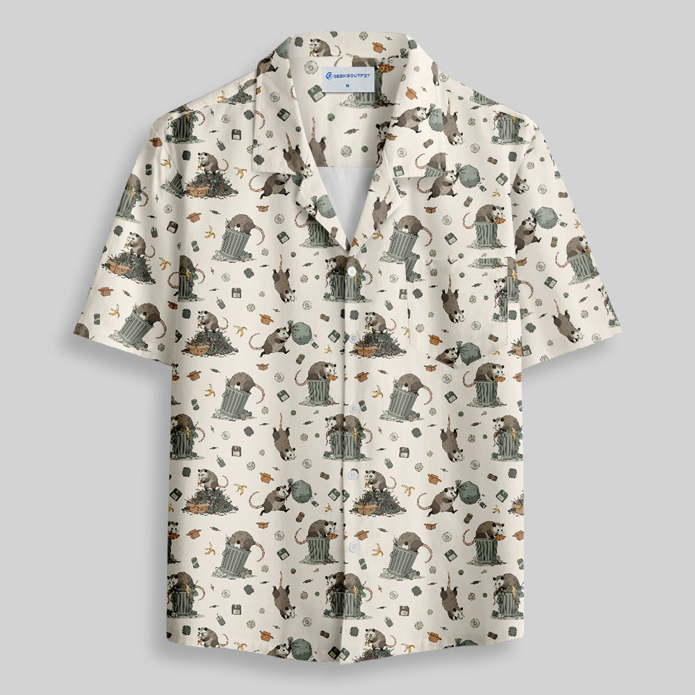 Cyber Scavenger White Button Up Pocket Shirt