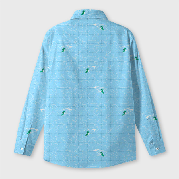 Green Army Man Surfing Geek Long-Sleeved Shirt