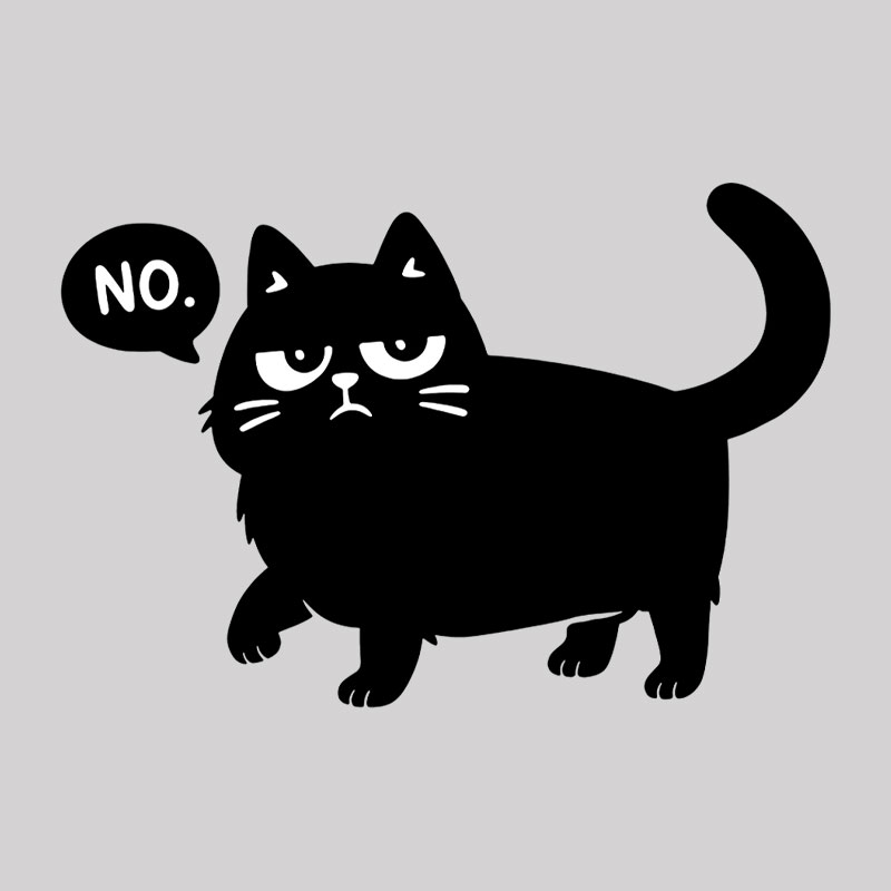 Black Cat Says No Geek T-Shirt
