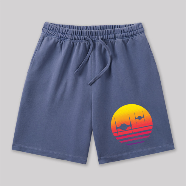 Tie Fighter Sunset Geeky Washed Shorts