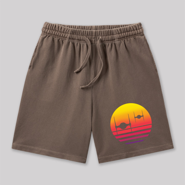 Tie Fighter Sunset Geeky Washed Shorts