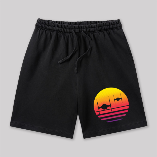 Tie Fighter Sunset Geeky Washed Shorts