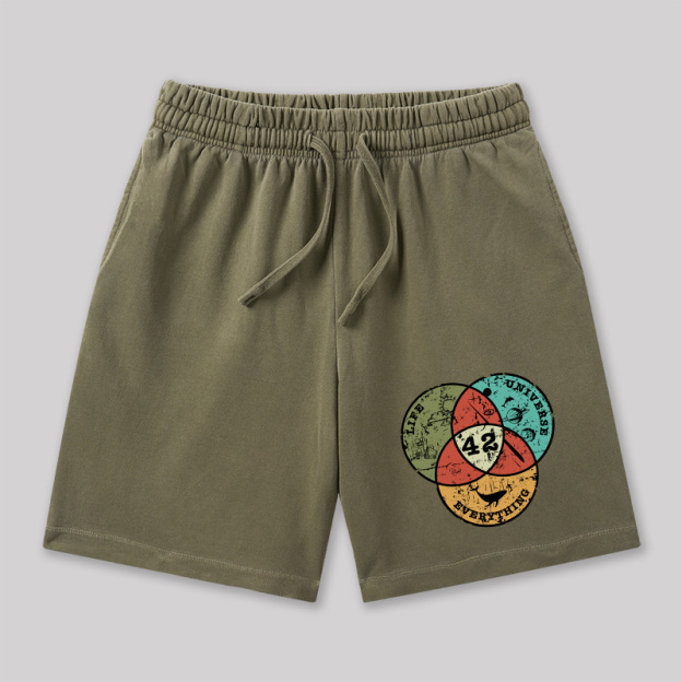Life the Universe Everything Geeky Washed Shorts