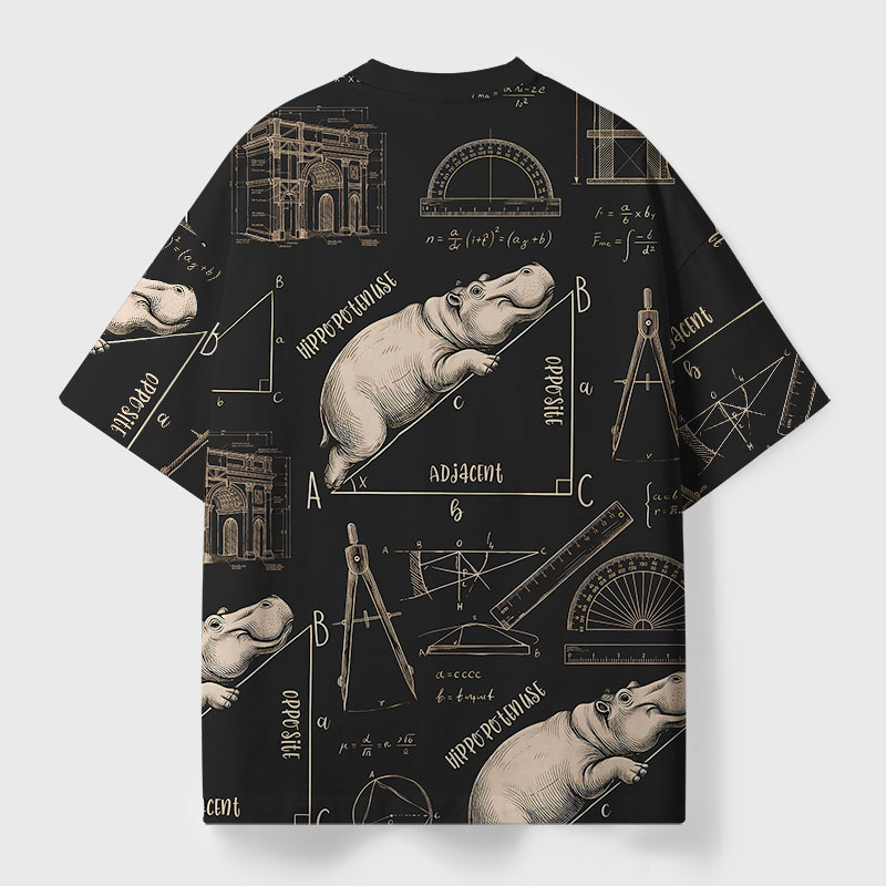 Hippo Geek All-Over Print T-Shirt