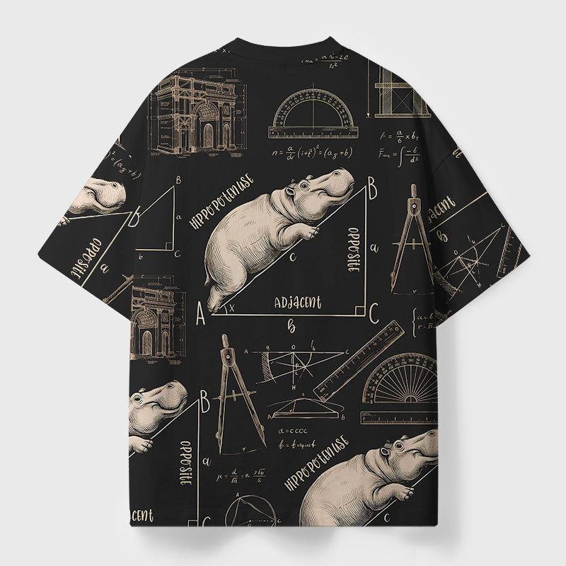 Hippo Geek All-Over Print T-Shirt