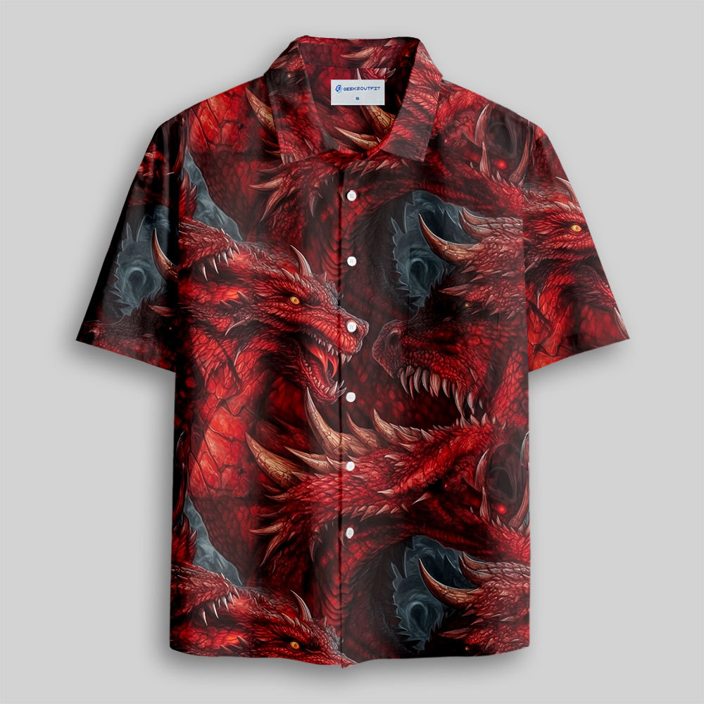 DND Domineering Dragon Button Up Pocket Shirt
