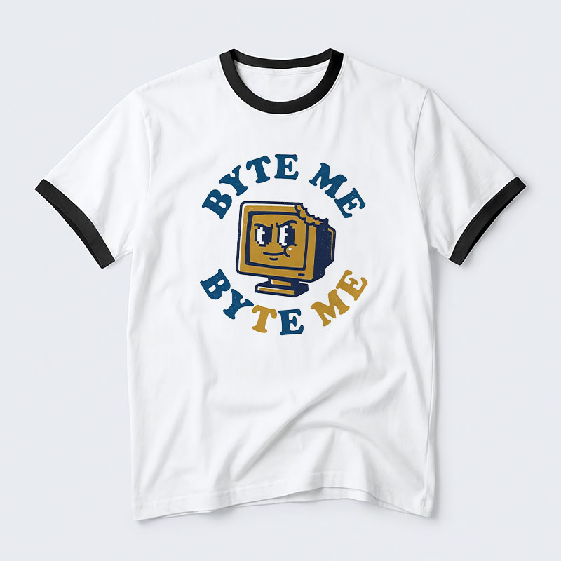 Byte Me Geek Retro Ringer T-Shirt