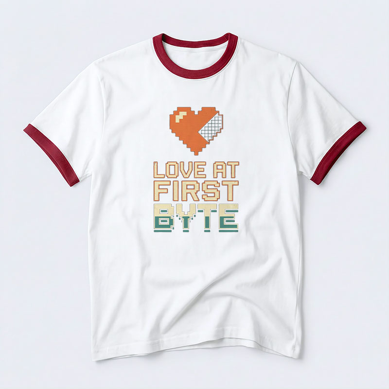 Love At First Byte Geek Retro Ringer T-Shirt