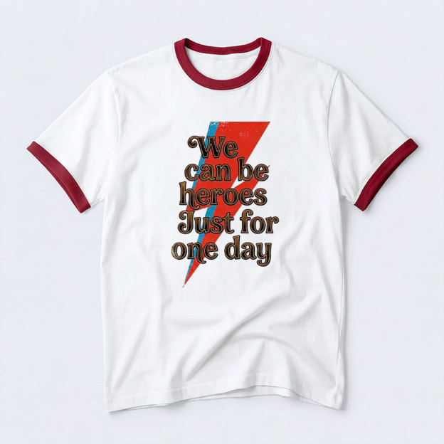We Can Be Heroes Just For One DAY Geek Retro Ringer T-Shirt