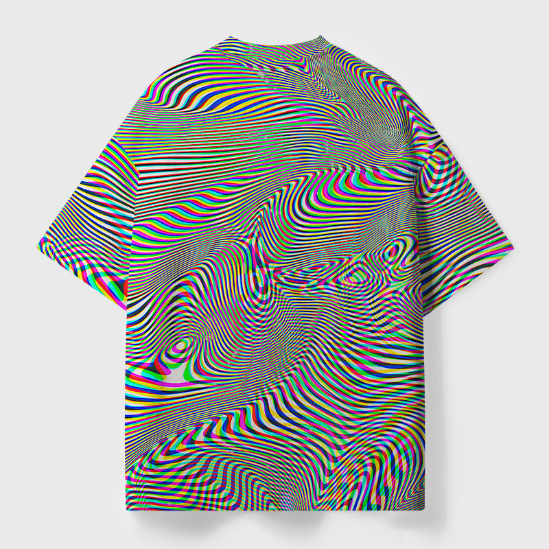 Glitch Wave Geek Eco Oversized Graphic Tees