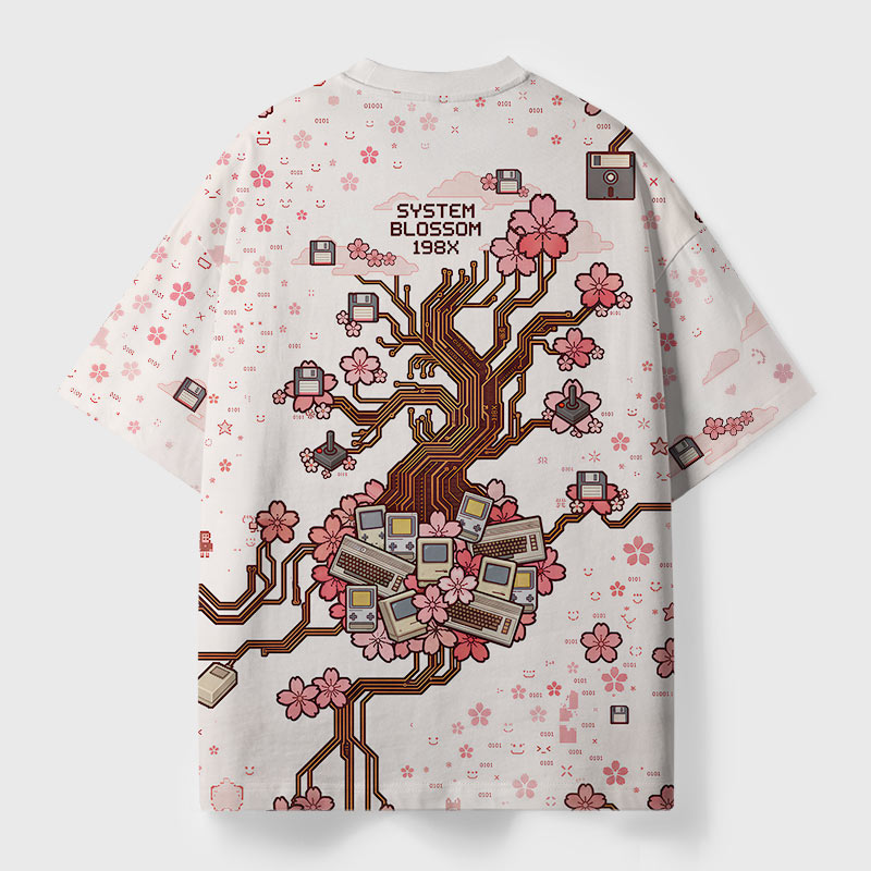 System Blossom 198X Geek Eco Oversized Graphic Tees