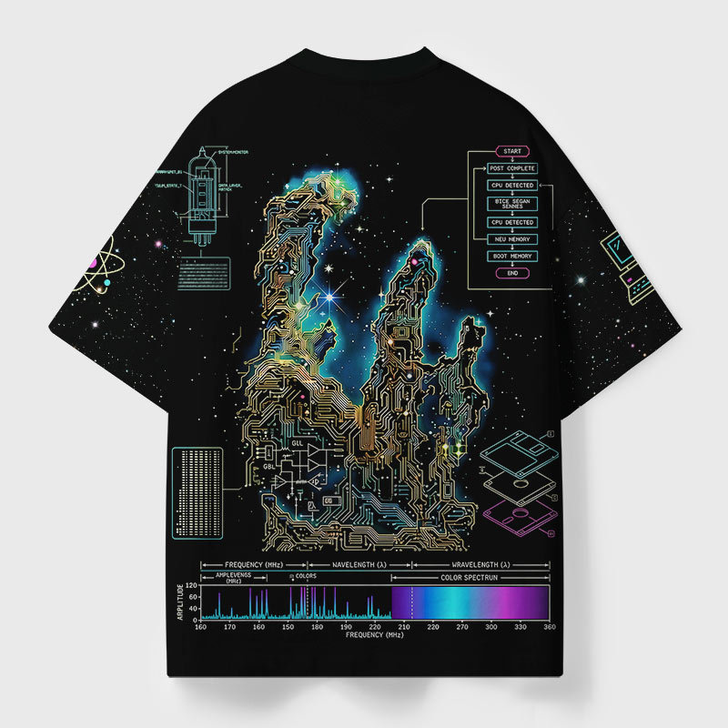 Digital Pillars Of Creation Geek Eco Oversized Graphic Tees