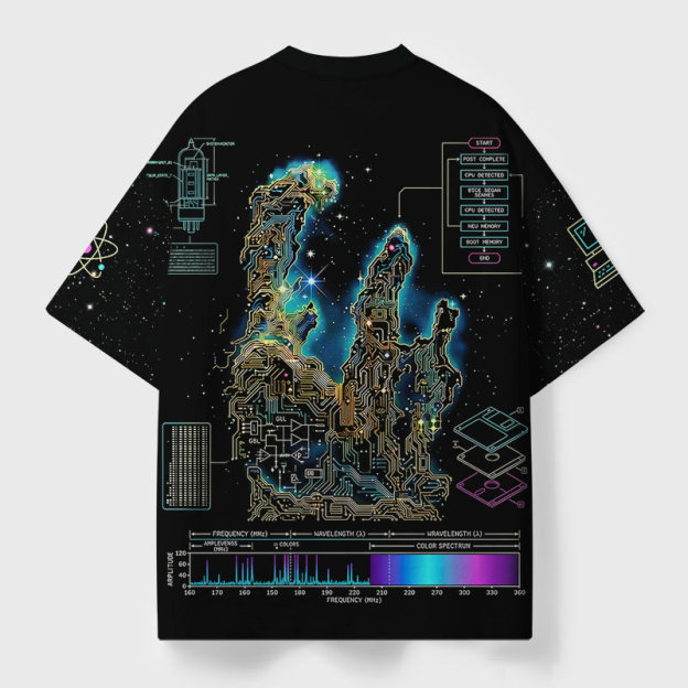 Digital Pillars Of Creation Geek Eco Oversized Graphic Tees