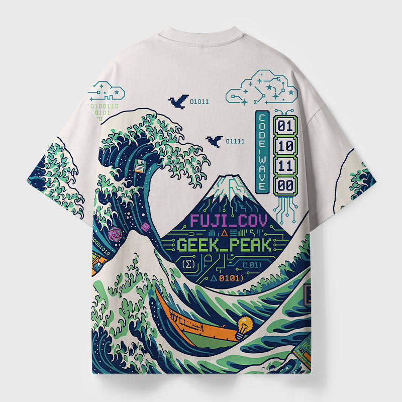 Algorithmic Ocean Geek Eco Oversized Graphic Tees