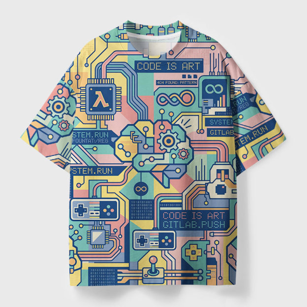 Code Is Art Geek Eco Oversized Graphic Tees