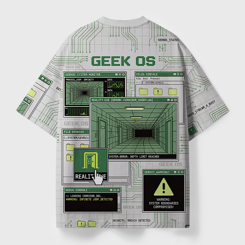 Debugging Reality Geek Eco Oversized Graphic Tees