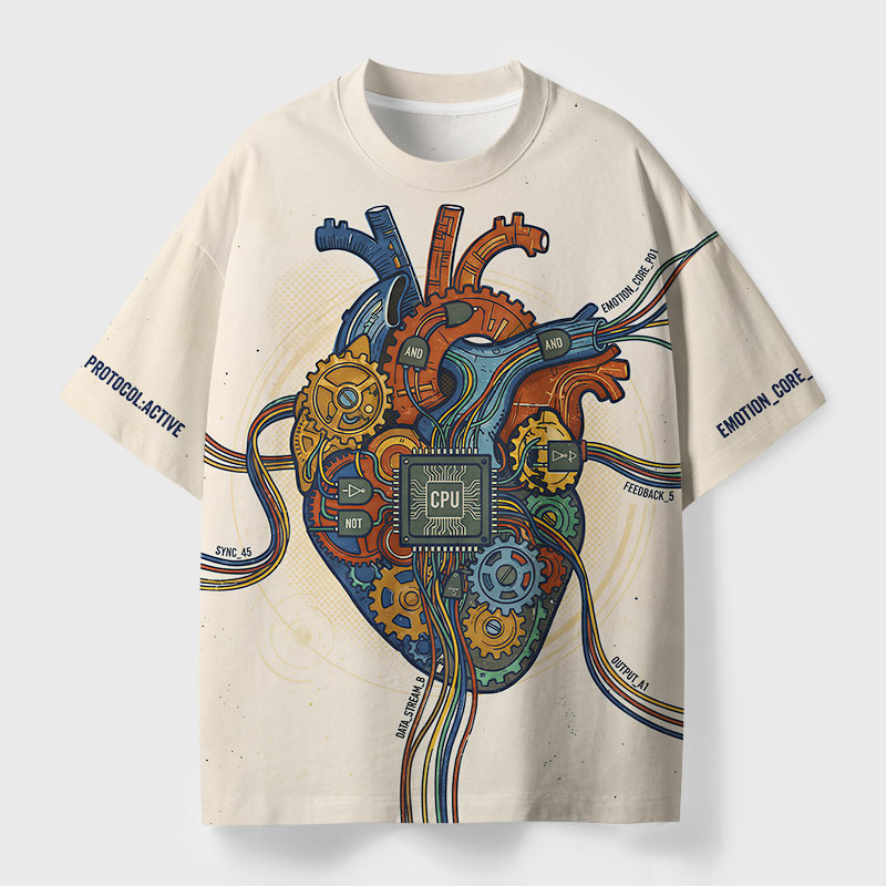 CPU Heart Geek Eco Oversized Graphic Tees