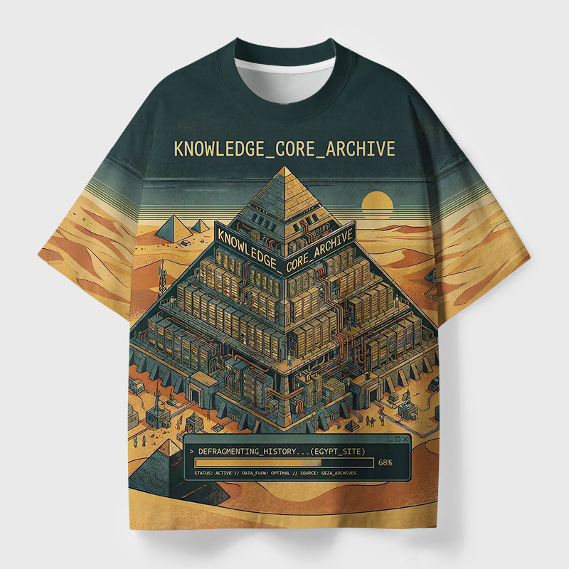 Defragmenting History Geek Eco Oversized Graphic Tees