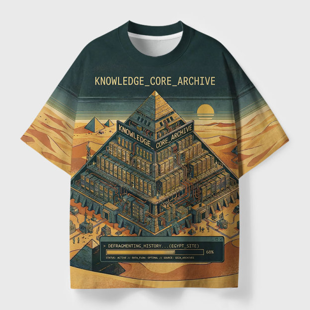 Defragmenting History Geek Eco Oversized Graphic Tees