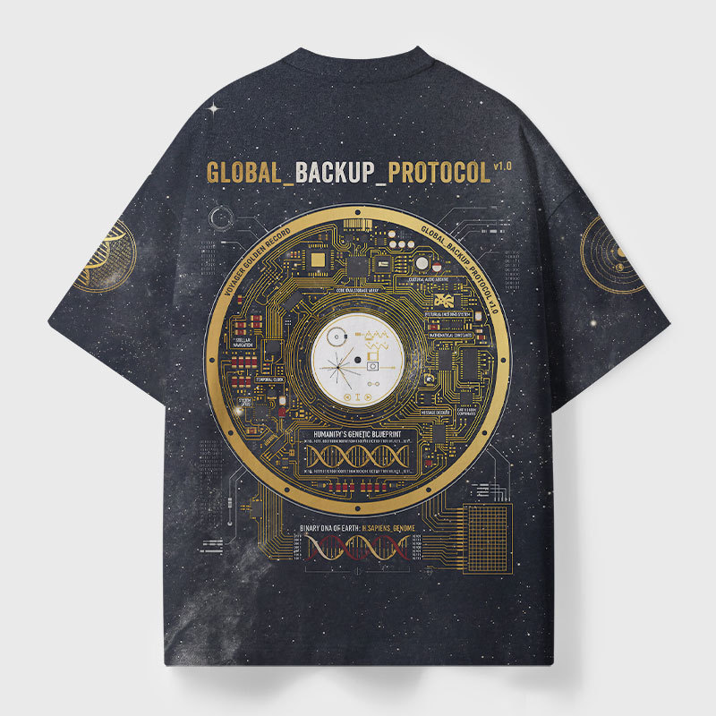 Global Backup Protocol Geek Eco Oversized Graphic Tees