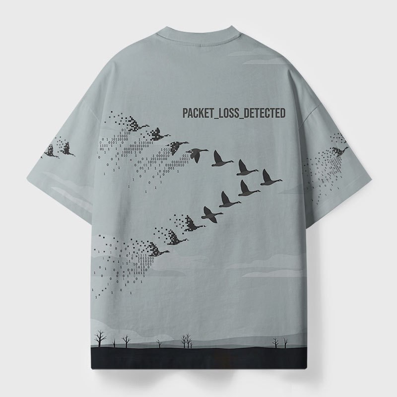 Packet Loss Detected Geek Eco Oversized Graphic Tees