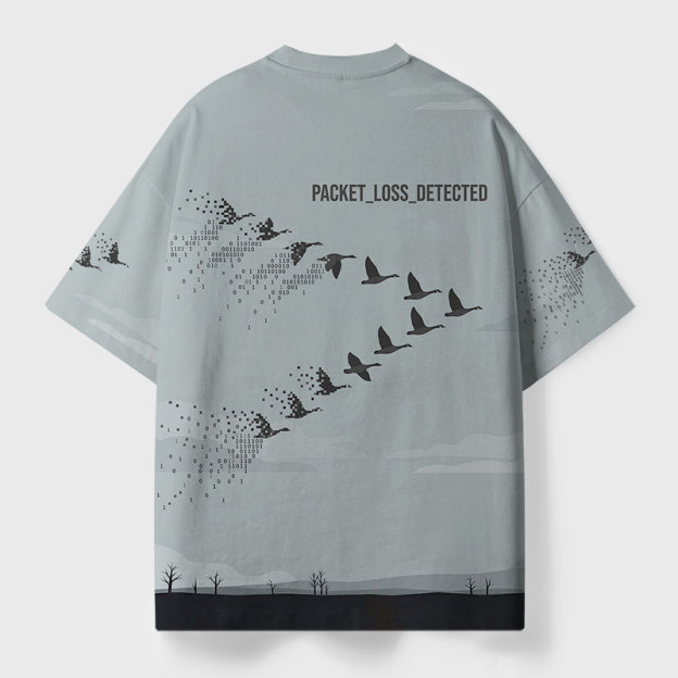 Packet Loss Detected Geek Eco Oversized Graphic Tees