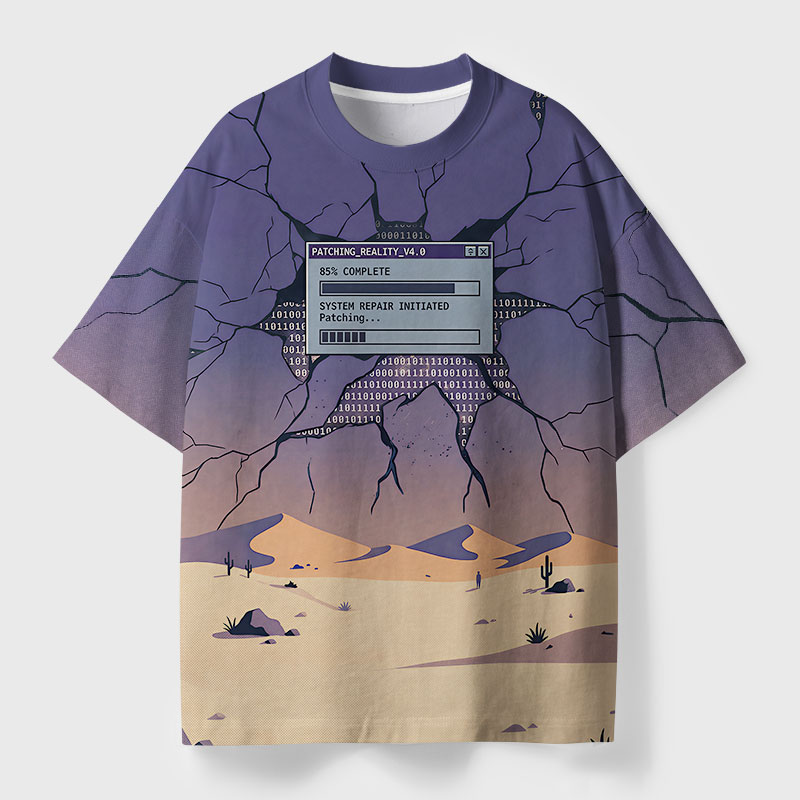 Patching Reality v4.0 Geek Eco Oversized Graphic Tees
