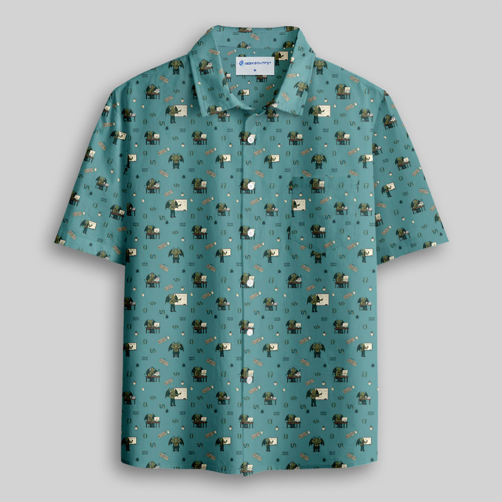 Office Cthulhu Button Up Pocket Shirt