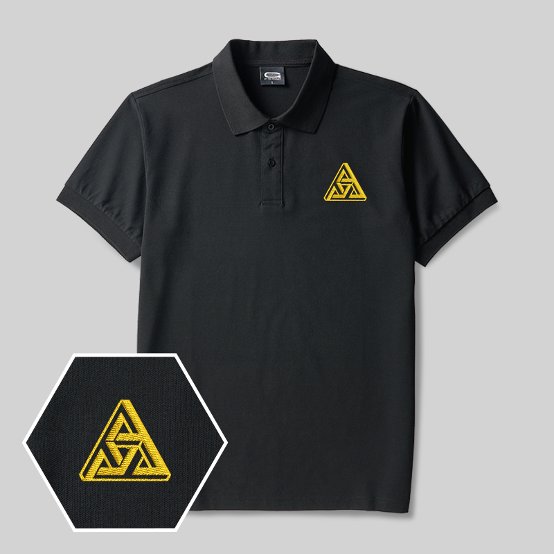 Penrose Triangle Geek Embroidered Polo Shirts