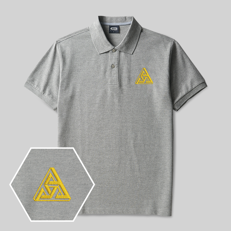 Penrose Triangle Geek Embroidered Polo Shirts