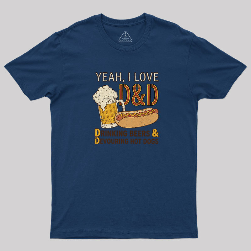Drinking Beer Devouring Hot Dogs Geek T-Shirt