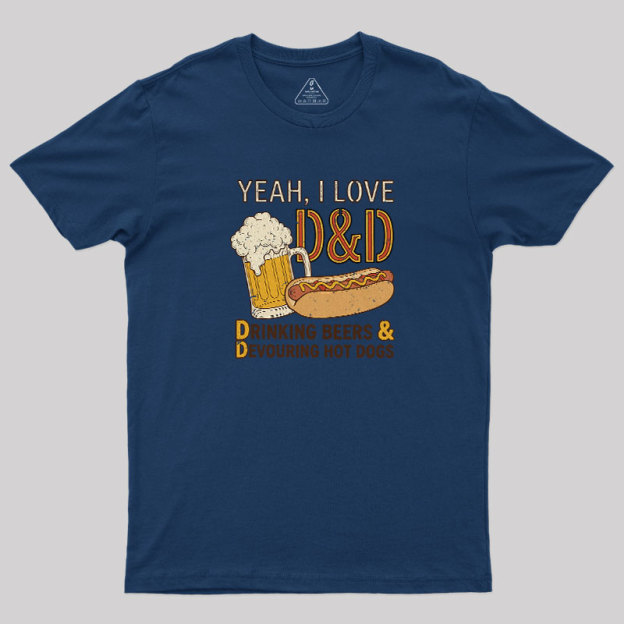 Drinking Beer Devouring Hot Dogs Geek T-Shirt