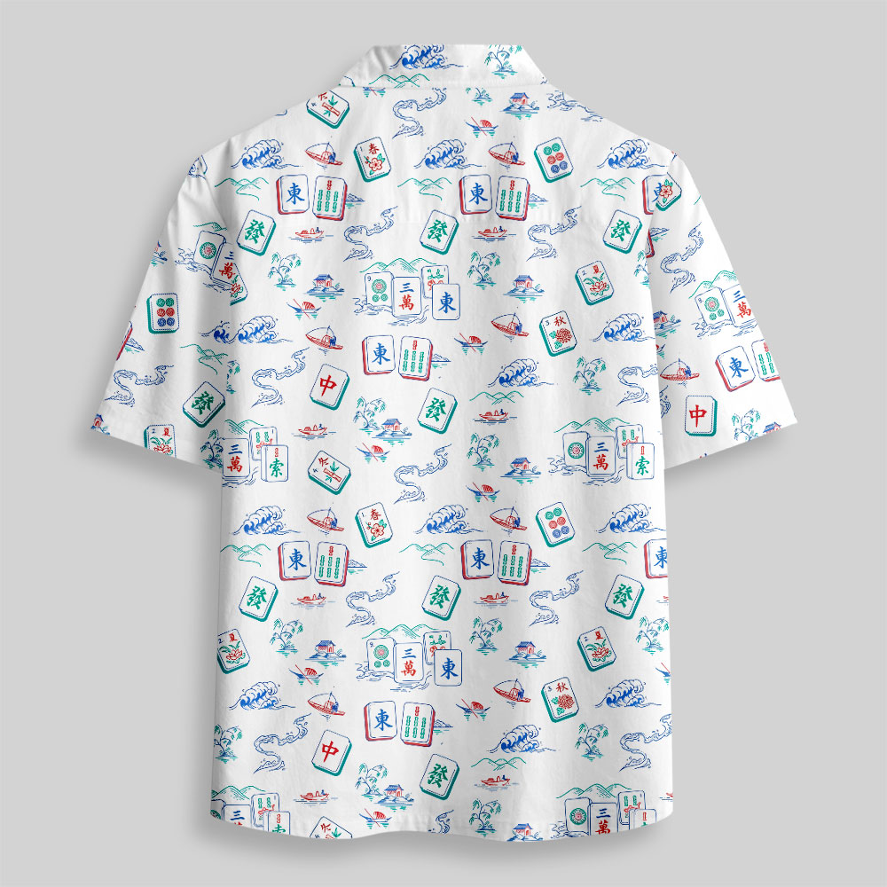 Fortune & Luck Mahjong Button Up Pocket Shirt