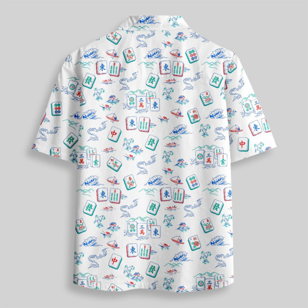 Fortune & Luck Mahjong Button Up Pocket Shirt